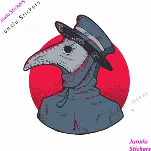Plague Doctor Cartoon Car Stickers Rear Windshield Windows Laptop Tank Cap SUV RV Occlusion Scratch Decal Decoration PVC13x12cm