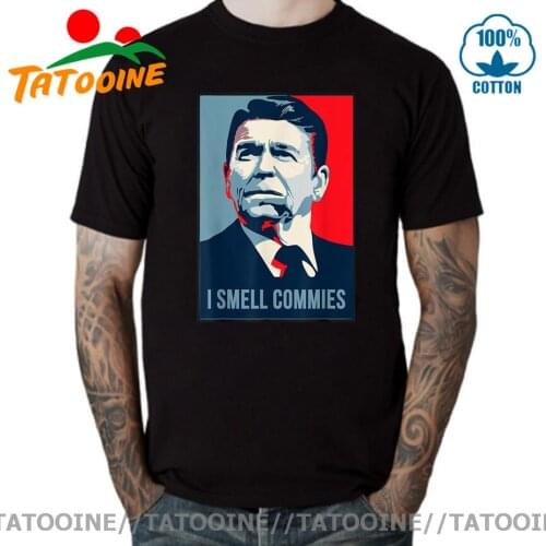 Tatooine US History Politics Ronald Reagan President Propaganda T Shirt Men Funny I Smell Commies American Urban apparel T-shirt