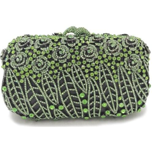 Dazzling Women Crystal Evening Minaudiere Bags Diamond Wedding Purses Bridal Box Clutch Bag Gala Dinner Handbag shoulder bag