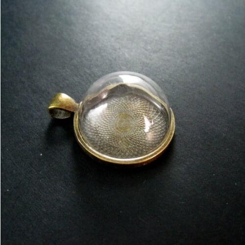 25mm setting size with glass dome cover vintage bronze antiqued round base tray pendant charm DIY supplies findings 1411047