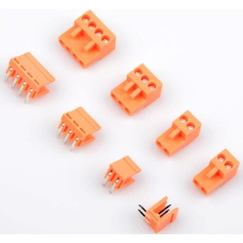 PCB wiring terminal 3.96mm spacing straight needle bent needle male and female plug orange green terminal