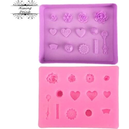 DIY multi size love rose shaped silica gel mold fudge cake decoration tool chocolate candy baking cake mold
