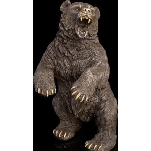 41CM Western Art Sculpture Pure Bronze Statue Bear Selenarctos thebetanus Animal Statue