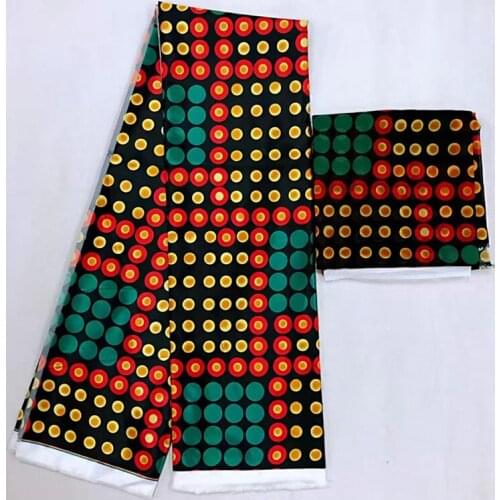 Ankara african wax print fabric pure silk fabric african fabric 2+4yards african silk chiffon fabric dubai lace for dress MM-A6