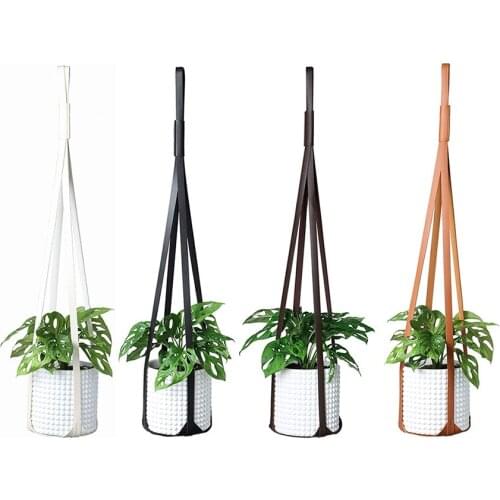 Pu Leather Plant Hanger Hanging Planter Flower Pot Holder Home Decor For Indoor Plants Cactus Succulent
