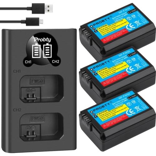 High quality 2000mAh NP-FW50 NP FW50 NPFW50 Battery + LED Dual Charger for Sony Alpha a6500 a6300 a7 7R a7R a7R II a7II NEX-5
