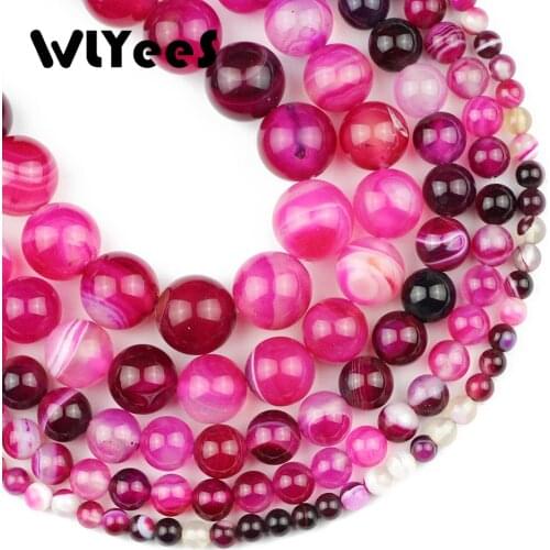 WLYeeS Natural Rose Stripe banded carnelian 4 6 8 10 12mm Round Loose beads for Jewelry Bracelet Earring Pendant Making DIY ball