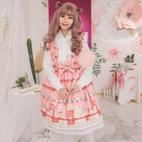 Japanese sweet lady kawaii jsk Lolita princess dress high waist bow strap dress