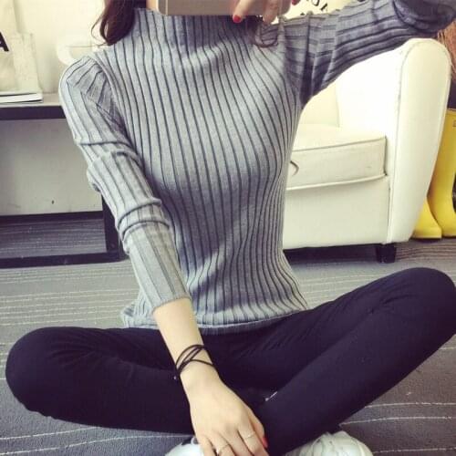 2019 Free Shipping Women Stretch Knit Undershirt Turtleneck Solid Sweater Knitted Wear Knitting Slim Pullovers