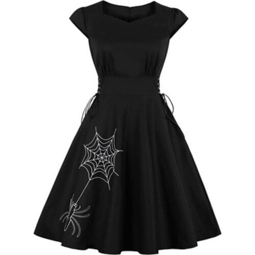 Women Vintage Asymmetrical Gothic spider Dress Medieval Gown Robe For Ladies