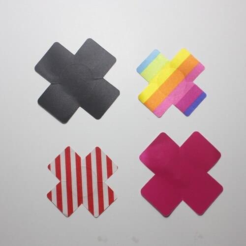 1Pair Sex Product Sexy Cross Nipple Covers Self-Adhesive Cloth Heart Shape Nipple Stickers Pasties Wholesale Chest Stickers