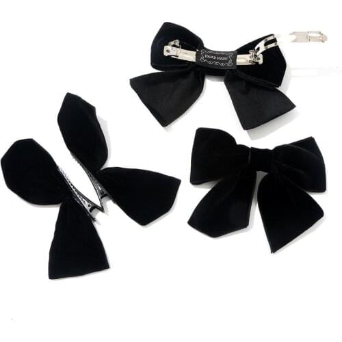 1Pc Solid Black Soft Felt Non-woven Hair Clips Ponytail Barrette Hair Clips For Women Girls Bowknot Hair Styling Accessories