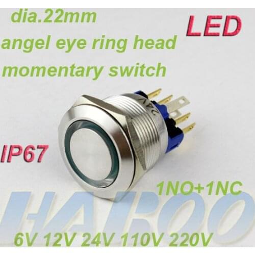 1pcs 22mm anti vandal metal switch with led reset push button switch waterproof electrical switch 1NO+1NC 24V shipping free
