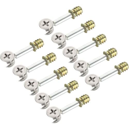 10 Sets Furniture Side Connecting Fastener Cam Fitting Dowel Pre-inserted Nut Joint Connector 15x12mm