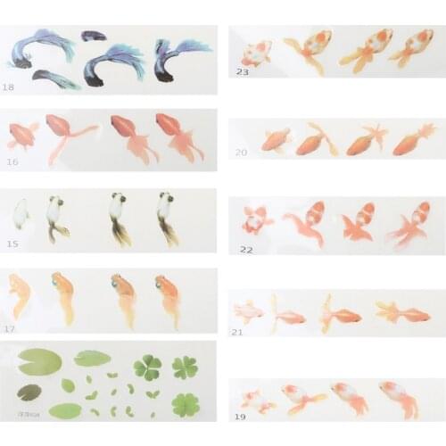 10 Sheets Blue Gold Fish UV Resin Stickers Fit Silicone Mold DIY Micro Landscape
