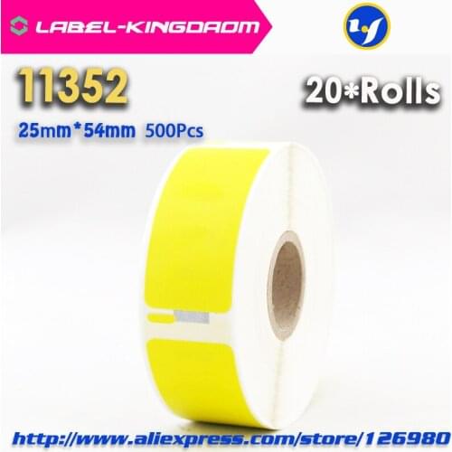 20 Rolls Dymo 11352 Yellow Color Generic Label 25mm*54mm 500Pcs Compatible for LabelWriter 450Turbo Printer Seiko SLP 440 450
