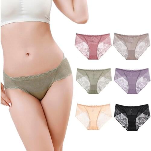 2021 Big Size Sexy Lace Panties Womens Underwear Seamless Lace Briefs Knickers Soft Boxer Lace Briefs Standard European Size