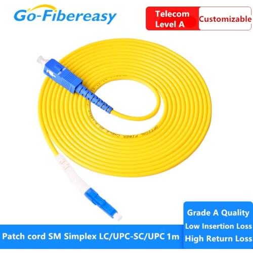 50pcs/lot fibra optica ftth patch cord LC/UPC-SC/UPC Single mode Simplex Fiber PVC Cable 3.0mm 3Meters fiber patch cord jumper
