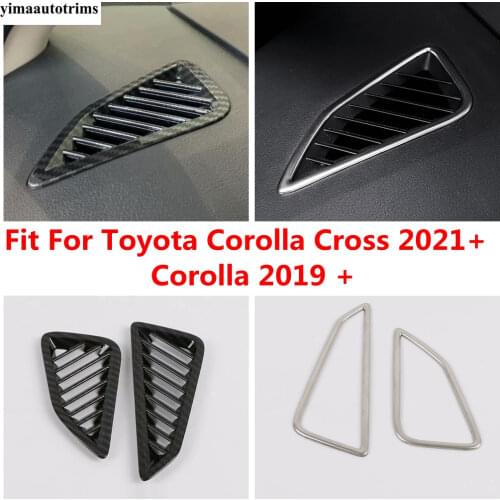 For Toyota Corolla Cross 2021 Front Air Vent Dashboard Outlet Cover Trim Frame Carbon Fiber Look /Matte ABS Accessories Interior