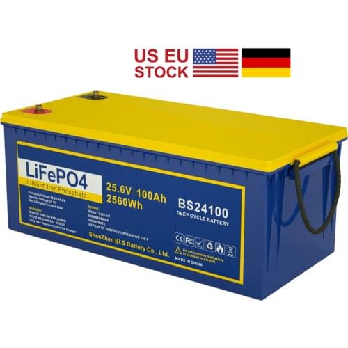 24V 100Ah LiFePO4 Deep Cycle Battery with 100A BMS Camp Replace Most of Backup Power Solar EV RV BOAT US EU DHL UPS Fast Ship