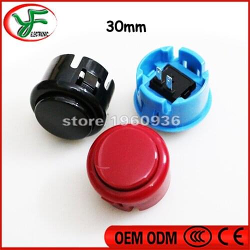 10PCS 30mm Arcade Push Button 7 Colors Round Button Switch Home Arcade Console button With Small Micro Switch Copy SANWA OBSF-30