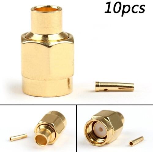 Artudatech 10Pcs RP-SMA Male Jack Center Solder Semi-Rigid For RG402 0.141" RF Connector Plug Parts