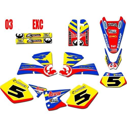 Free Custom Numbers Name EXC 2003 BACKGROUNDS Stickers Decals GRAPHICS For KTM EXC 2003 125 200 250 300 400 450 525 For KTM 2003