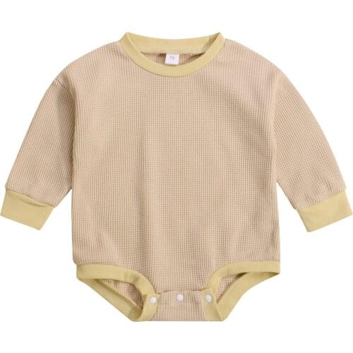 0-24M Infant Baby Long Sleeve Bodysuit Casual Autumn Color Block Round Collar Pullover Short Jumpsuit Newborn Boy Girl Clothes
