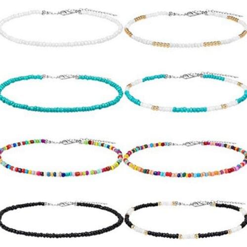 Bohemian Colorful Seed Bead Flower Choker Necklace Statement Short Collar Clavicle Chain Necklace for Women cheap Jewelry