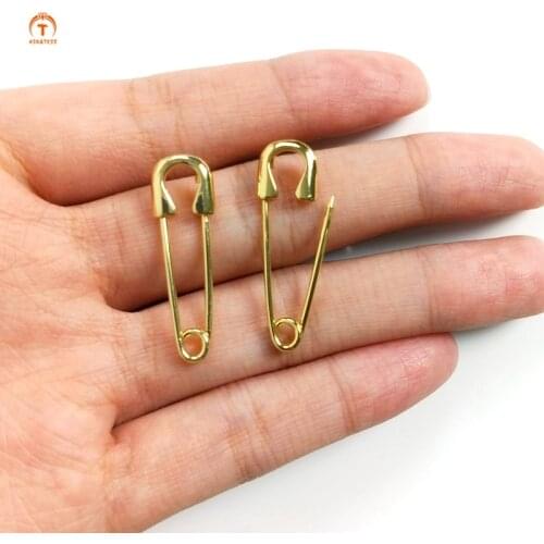 5psc Safety Pin Pendant Gold Safety Pin Brass Plated Gold Necklaces For Women Connector Earrings Making Charms Jewelry Set