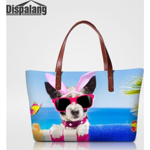 Dispalang Women Bag Cute Dog Printing Handbags High Quality Shoulder Bag Large Capacity Tote Bags Lady Beach Bag Bolsa Feminina