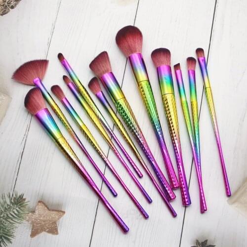 Unicorn Rainbow Makeup Brushes 12Pcs Brush Set Kit Complete Face Eye Powder Blush Foundation Make Up Brushes Tools