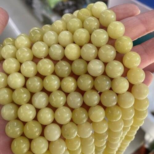 High Quality Natural Lemon Stone 4/6/8/10mm Smooth Round Necklace Bracelet Jewelry Loose Beads 38cm wk126