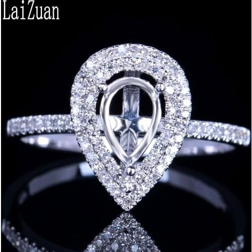 LaiZuan 7x5mm Pear Cut Solid 10k White Gold Natural Diamond Engagement Wedding Women Trendy Fine Jewelry Semi Mount Ring Setting