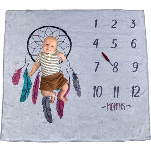 Lychee Dreamcatcher Milestone Blanket Monthly Growth Photography Props Blanket Decorative Blanket for Boy Girl Size 120x100cm