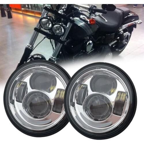 2pcs Motorcycle 5inch Projector LED Headlight Moto Round Headlamp for Dyna FXDF 5'' Black DRL halo Headlights for Fat Bob