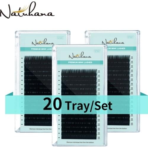NATUHANA Wholesale 20Cases/Lot 16Rows Korea Natural Eyelashes Mink Single Eyelash Extension Individual Fake False Eye Lashes Set