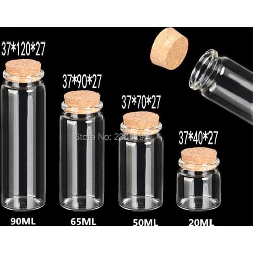 30pcs D37mm Clear Glass Bottle Test Tube With Cork Stopper DIY Gift Tools Wishing Bottles Sealing Jar Lab Supply Empty Packaging