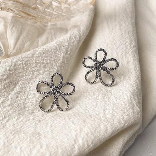 Origin Summer Korean Exquisite Bow-knot Chunky Curb Chain Circle Hollow Out Love Heart Dangle Earings for Women French Jewelry