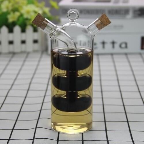 Transparent Glass Oil Bottle Vinegar Sauce Container Creative Double Layer Glass Spice Leak-proof Oil Vinegar Sauce Storage