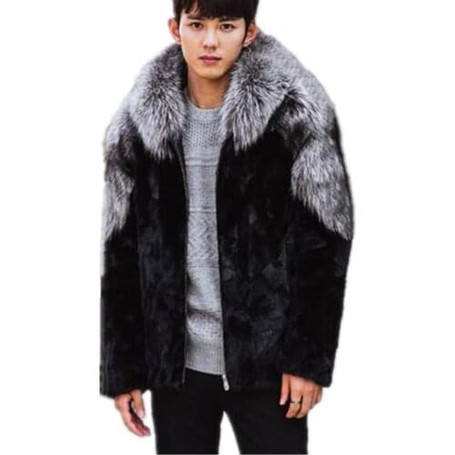 Luxury 6XL Size Winter Men Faux Fur Coat With Hooded Warm Thick Fox Fur Jacket Long Sleeve Fur Coat Outerwear Casual Parka Coat
