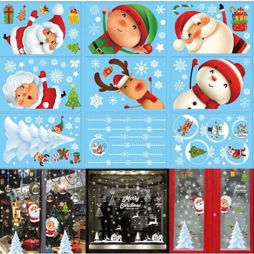 Merry Christmas Wall Stickers Christmas Decor For Home Wall Glass Stickers New Year Home Decals Xmas Party Decoration Murals