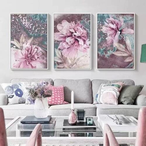 Nordic Living Room Decoration Painting Beautiful Flower Prints Sofa Background Wall Painting Restaurant Oil Painting