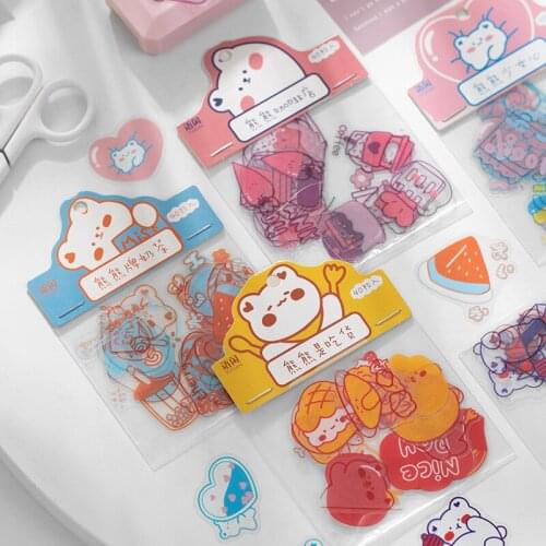 Sandro PET sticker bag 6 types of bear baby paradise series hand-painted cute hand account DIY decoration stickers 40 pieces