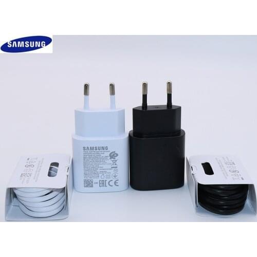 For Samsung S21 Note 20 10 A71 Super Fast Charger Cargador 25W EU Power Adapter For Galaxy Note20 S20 A90 A80 A51 Type C Cable