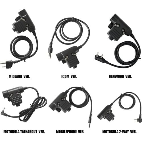 Tactical headsetU94 PTT System Military Headset Adapter Plug Push to Talk for Kenwood /Motorola 2-way/Motorola/ICOM/Midland/Phon