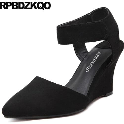 Pointed Toe Red Footwear Size 4 34 Shoes Cheap Silver 2021 Women Pumps Black Glitter Golden High Heels Suede Wedge Slingback