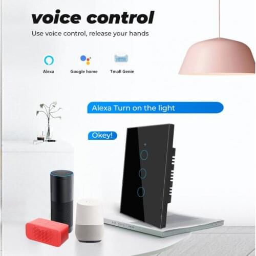 1/2/3 gang TUYA WiFi Smart Touch Switch Home Light Wall Button 120*72mm for Alexa and Google Home Assistant US Standard