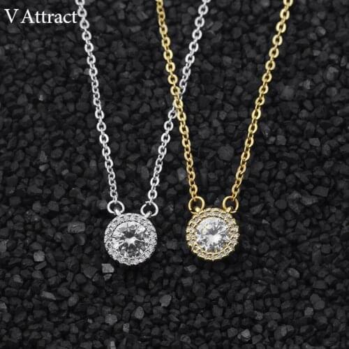 V Attract 10pcs Luxury One Point CZ Charm Round Necklaces Pendants 2018 Fashion Geometric Choker Collares Bijoux Femme