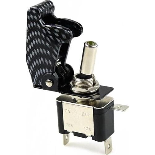 Auto Car Boat Truck Illuminated Led Toggle Switch With Safety Aircraft Flip Up Cover Guard yellow 12V20A Carbon cover